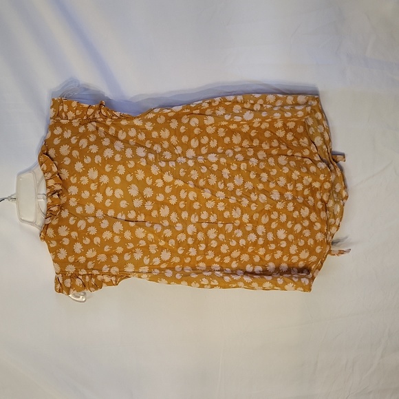 Anthropologie Odille Orange Floral Ruffled Neckline and Cap Sleeve Size 0 and 10 - Picture 5 of 5